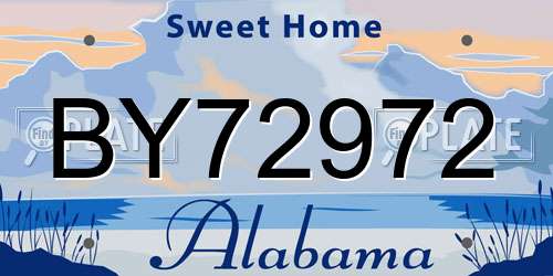 BY72972 Alabama License Plate