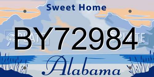 BY72984 Alabama License Plate