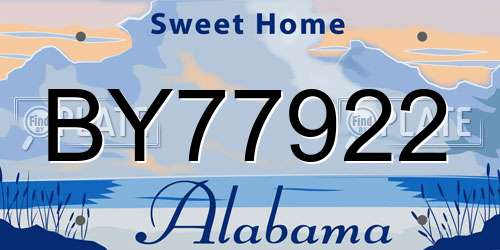 BY77922 Alabama License Plate
