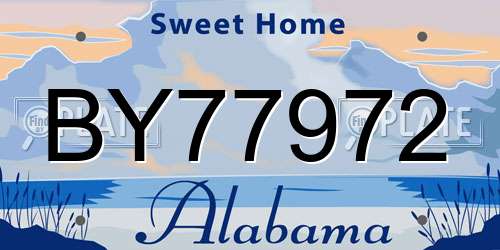 BY77972 Alabama License Plate