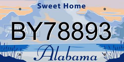 BY78893 Alabama License Plate