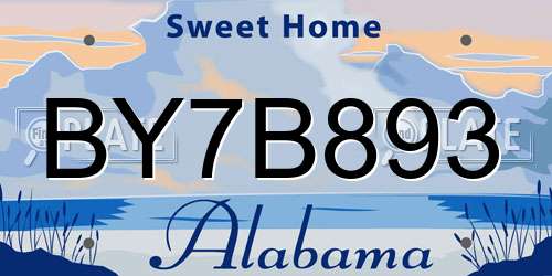 BY7B893 Alabama License Plate