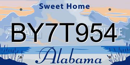 BY7T954 Alabama License Plate