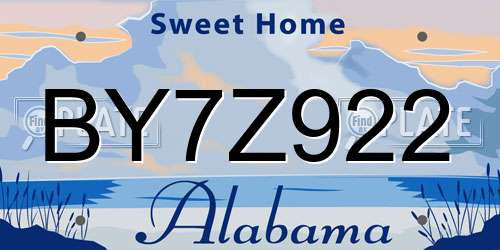 BY7Z922 Alabama License Plate
