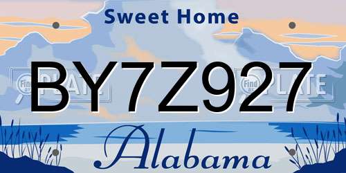 BY7Z927 Alabama License Plate