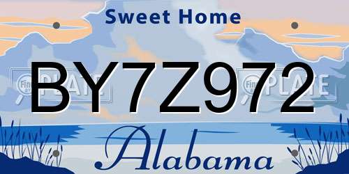 BY7Z972 Alabama License Plate
