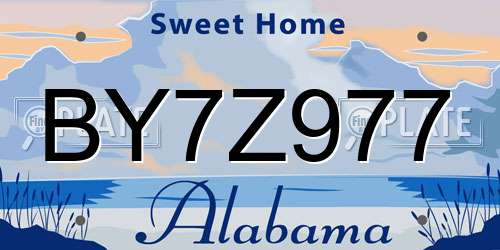 BY7Z977 Alabama License Plate