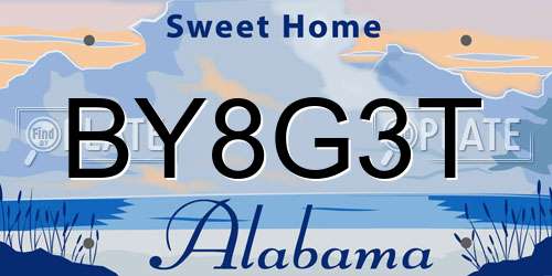 BY8G3T Alabama License Plate