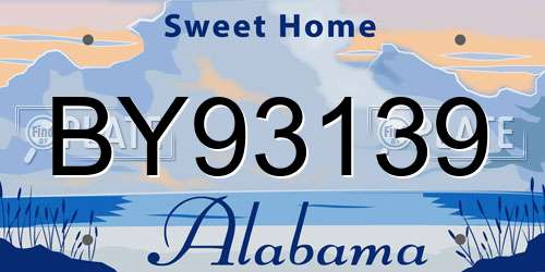 BY93139 Alabama License Plate