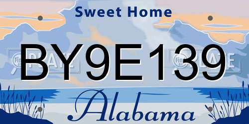 BY9E139 Alabama License Plate