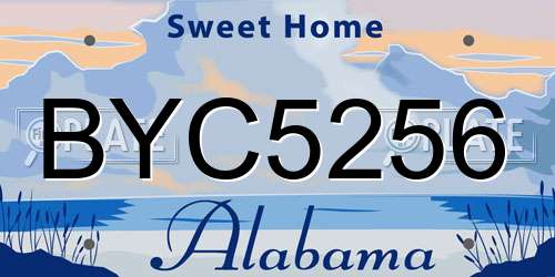 BYC5256 Alabama License Plate
