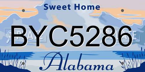 BYC5286 Alabama License Plate