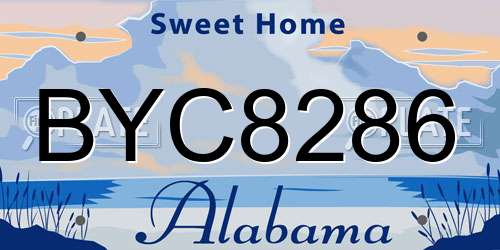 BYC8286 Alabama License Plate