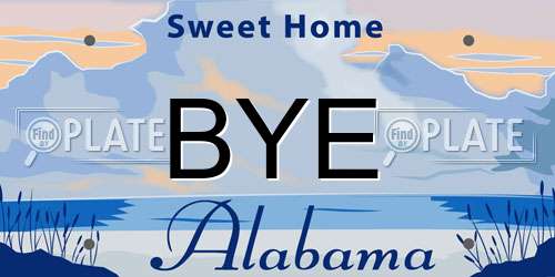 BYE Alabama License Plate