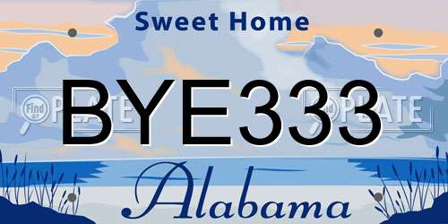 BYE333 Alabama License Plate