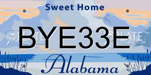 BYE33E Alabama License Plate