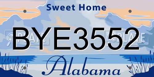BYE3552 Alabama License Plate