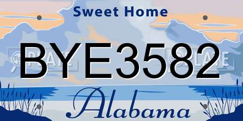 BYE3582 Alabama License Plate