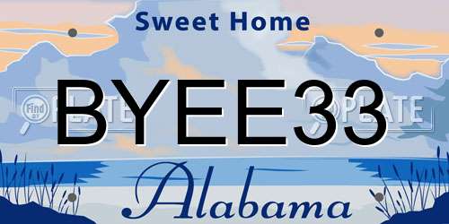 BYEE33 Alabama License Plate