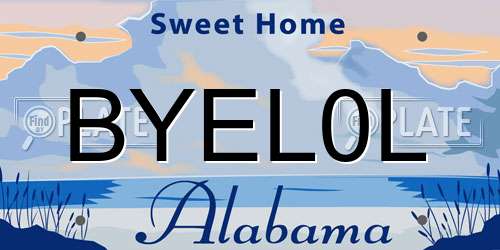 BYEL0L Alabama License Plate