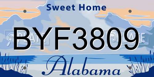 BYF3809 Alabama License Plate