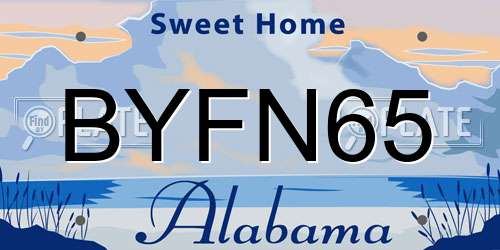 BYFN65 Alabama License Plate