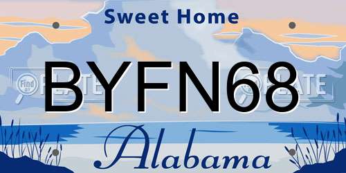 BYFN68 Alabama License Plate