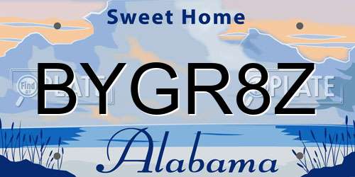 BYGR8Z Alabama License Plate