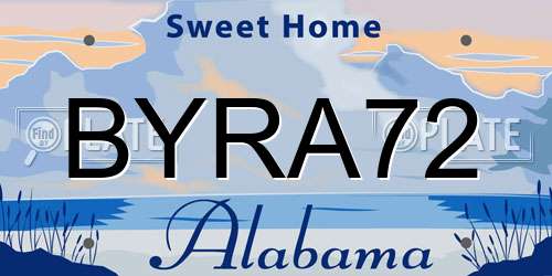 BYRA72 Alabama License Plate