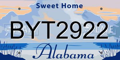 BYT2922 Alabama License Plate