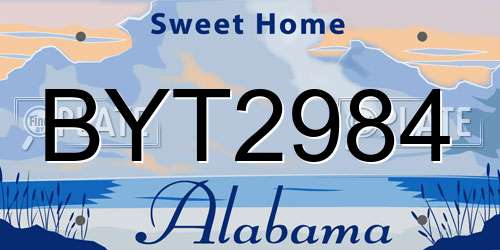BYT2984 Alabama License Plate