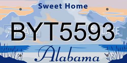 BYT5593 Alabama License Plate