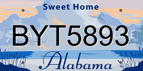BYT5893 Alabama License Plate