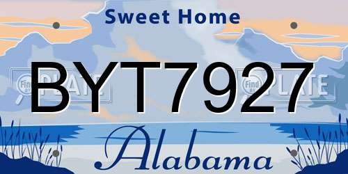 BYT7927 Alabama License Plate