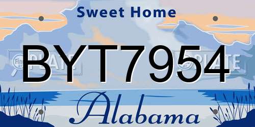 BYT7954 Alabama License Plate