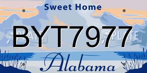 BYT7977 Alabama License Plate