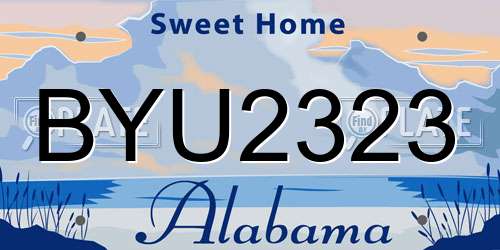 BYU2323 Alabama License Plate