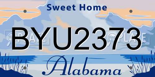 BYU2373 Alabama License Plate