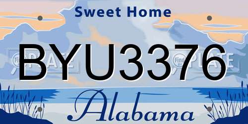 BYU3376 Alabama License Plate