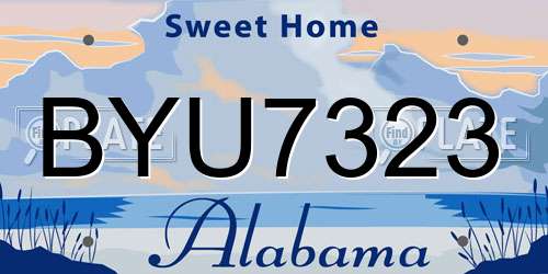 BYU7323 Alabama License Plate
