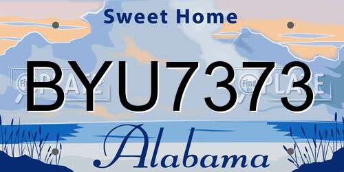 BYU7373 Alabama License Plate