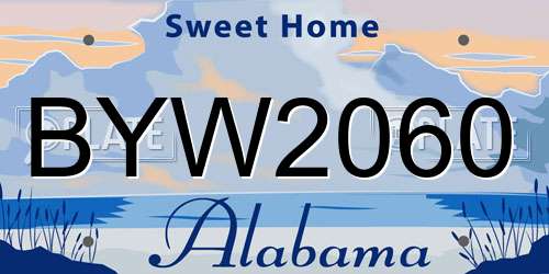 BYW2060 Alabama License Plate