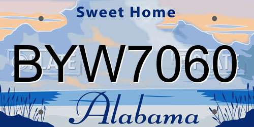 BYW7060 Alabama License Plate