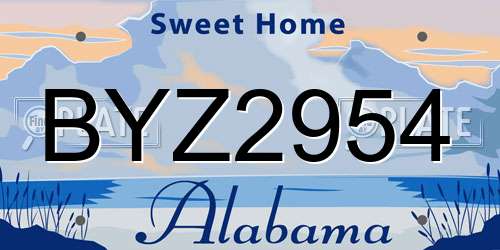 BYZ2954 Alabama License Plate