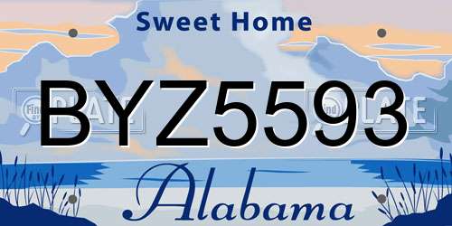 BYZ5593 Alabama License Plate