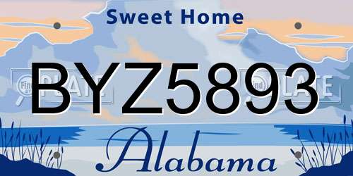 BYZ5893 Alabama License Plate