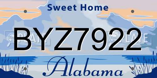 BYZ7922 Alabama License Plate