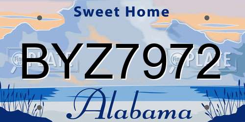 BYZ7972 Alabama License Plate