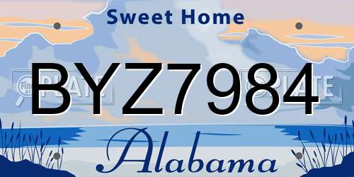 BYZ7984 Alabama License Plate