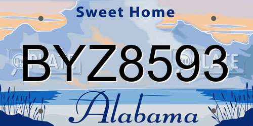 BYZ8593 Alabama License Plate